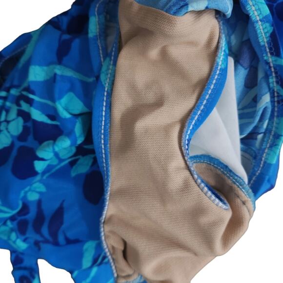 Maxie of Hollywood One Piece Swimsuit Size 16 Blue Floral, Full Coverage Bottom - Picture 3 of 4